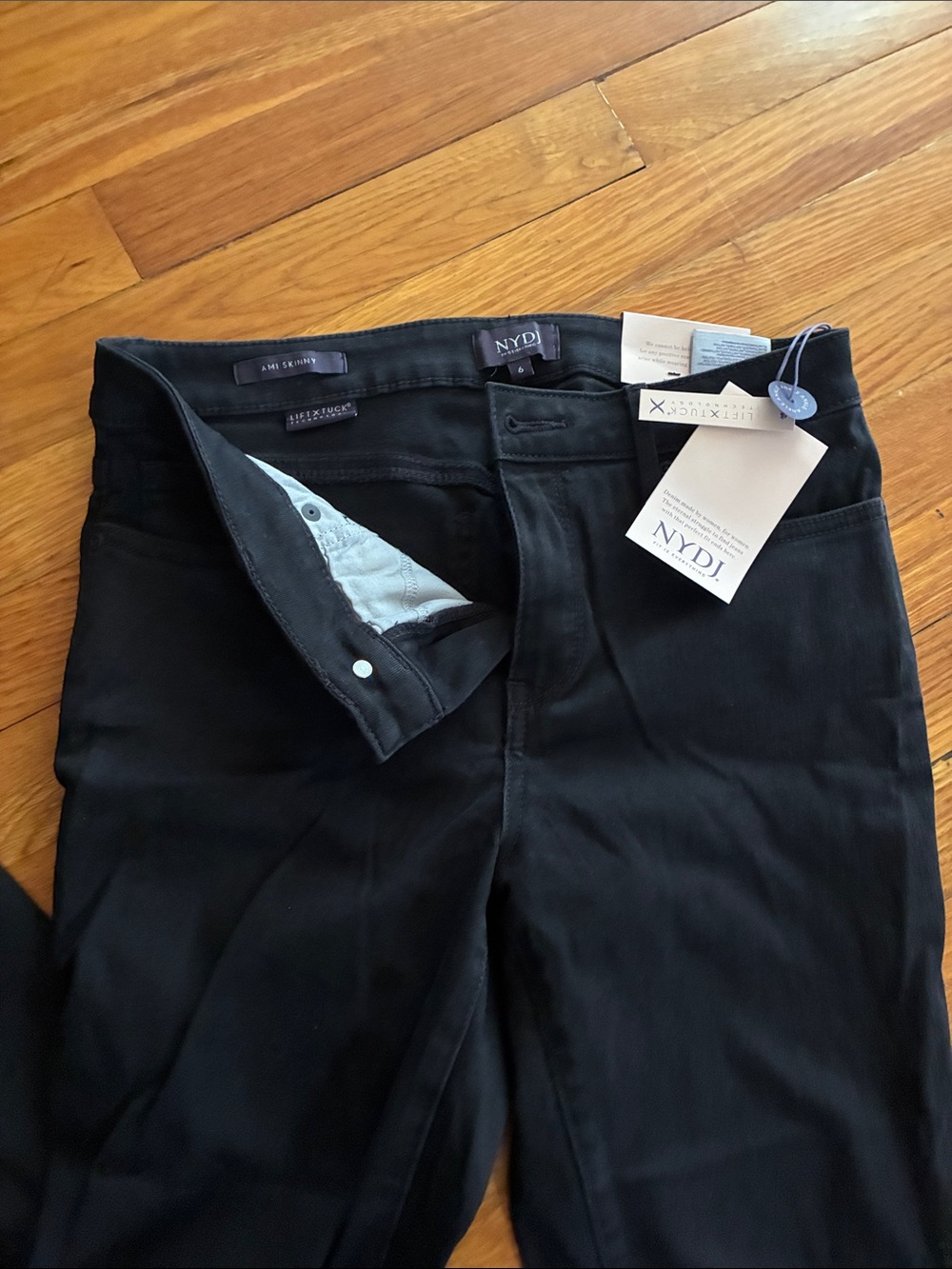 NYDJ Black High-Rise Slim Straight Jeans